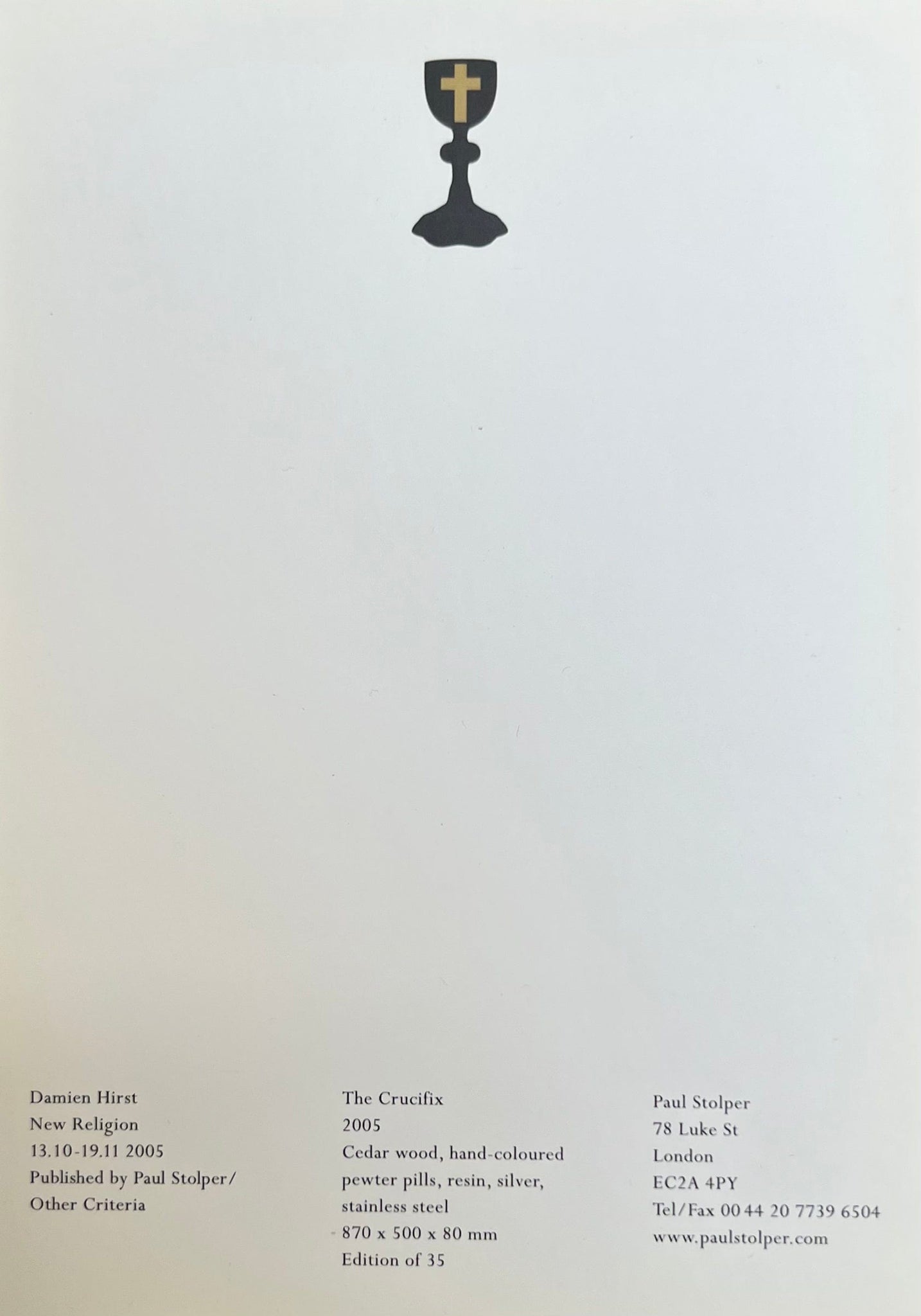 Damien Hirst - The Crucifix, 2005 postcard