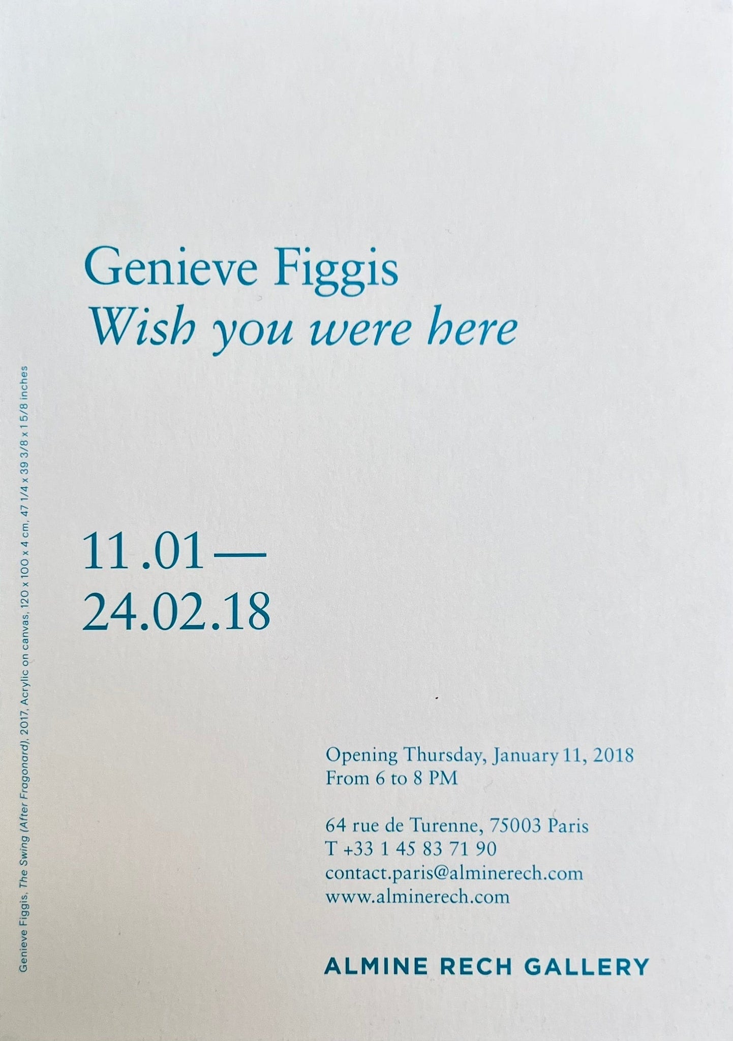 Genieve Figgis - Wish You Were Here, 2018 post card
