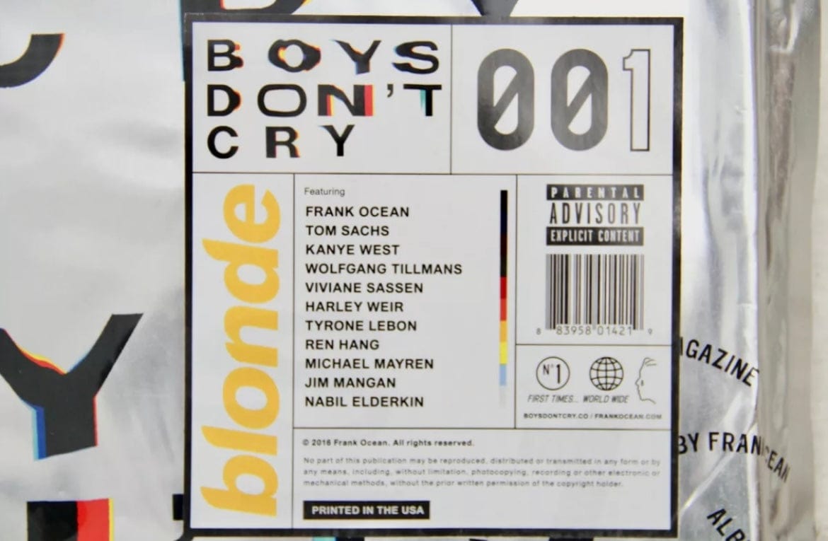 Frank Ocean - Boys Don't Cry Magazine, 2016